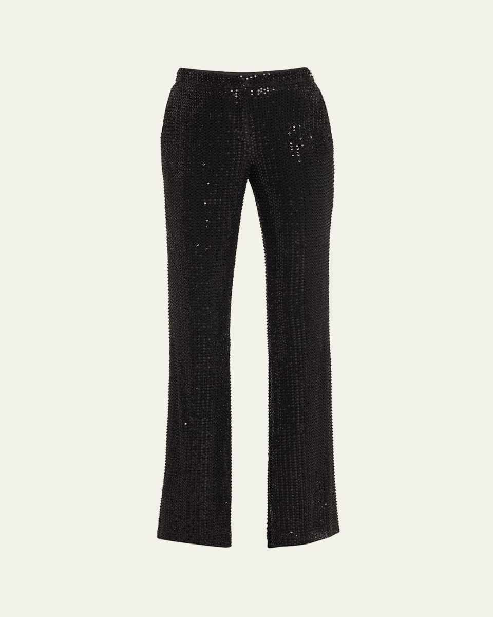 Olivian Sequined Straight-Leg Pants